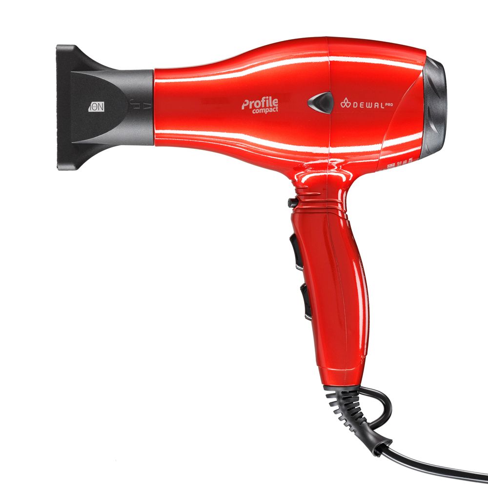 DEWAL 03-119 Red Фен PROFILE COMPACT, красный, вес 600гр, 2000Вт, ионизация, 2 насадки, пров. 3м